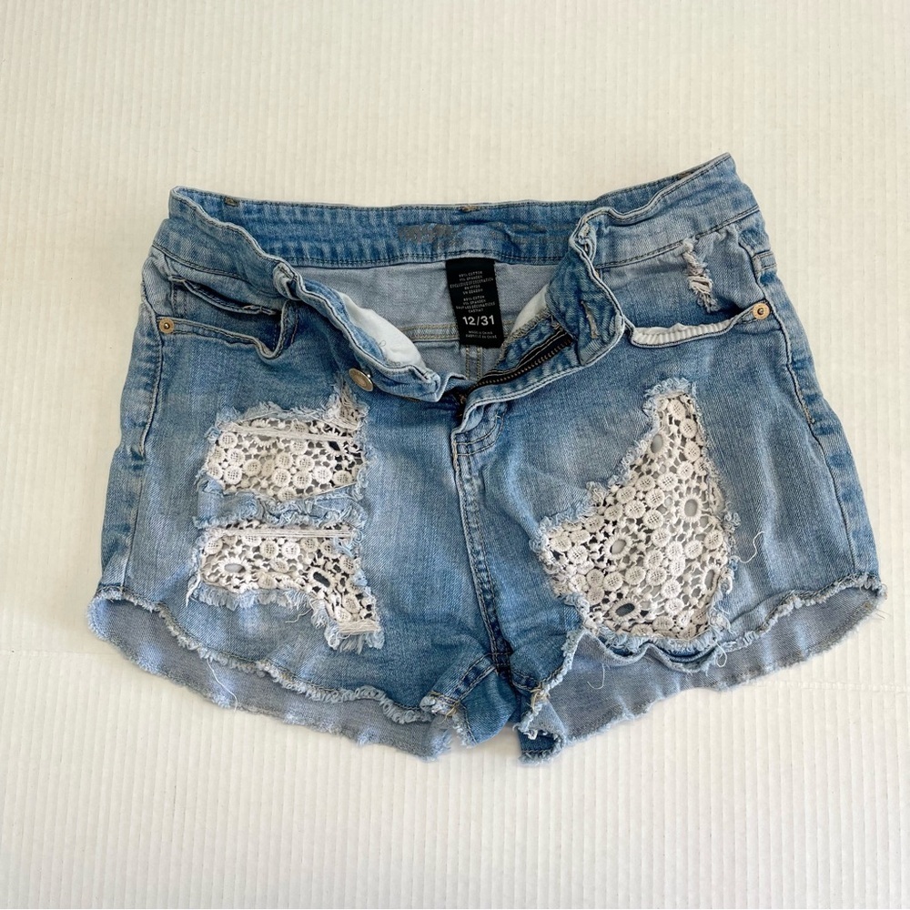 Mossimo Denim Lace Patch Women Shorts